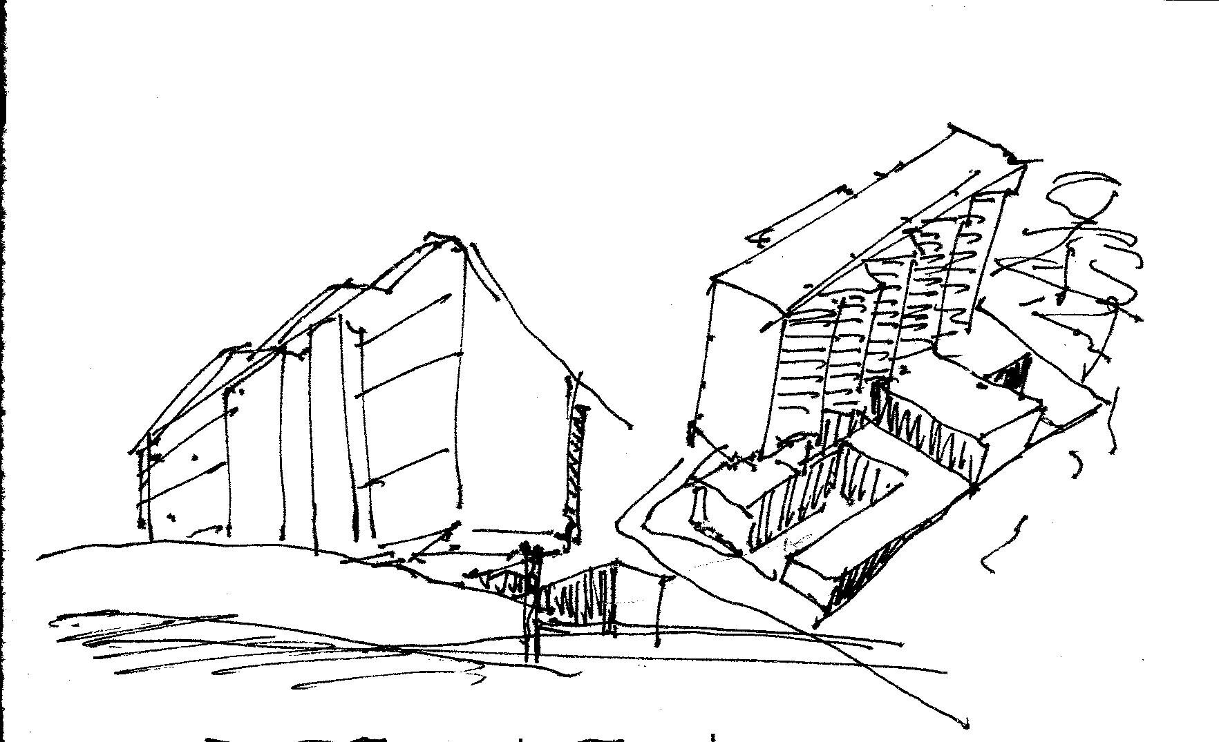 esquiço fachada serrilhada